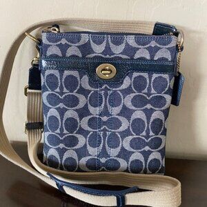 Coach Signature Crossbody Messenger Bag Denim